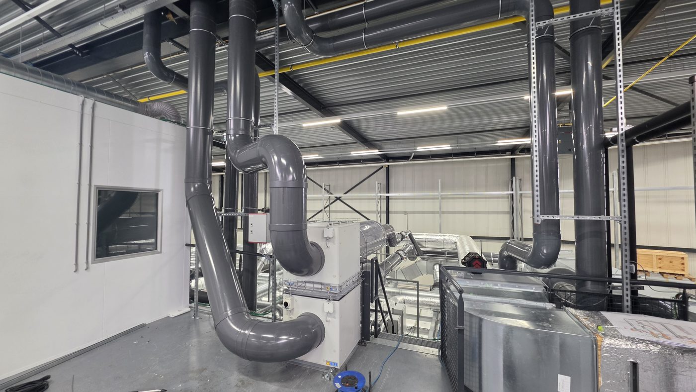 Afzuigkanaal in PVC met ruime bochten voor een betere luchtstroom