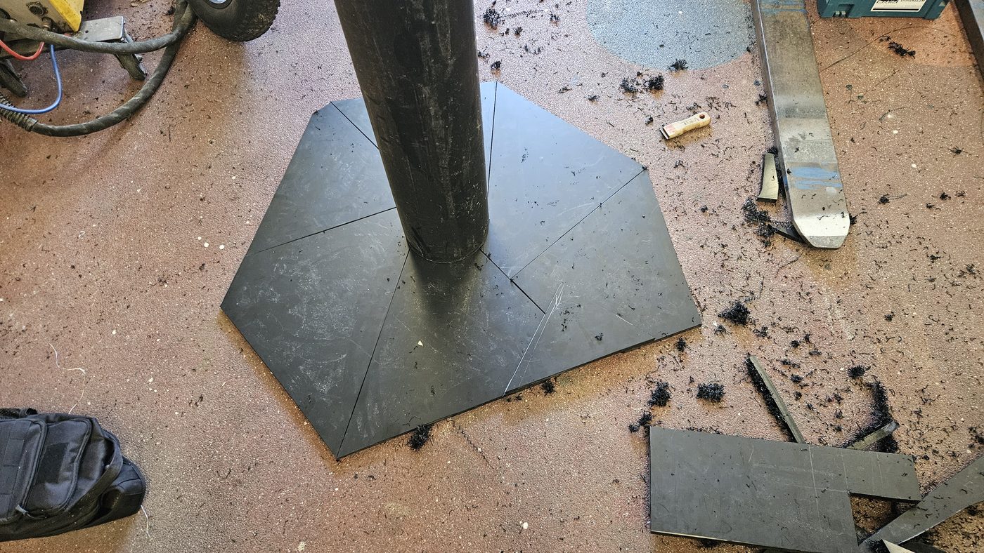 Zeshoekige voet van HDPE-plaat rond de paal