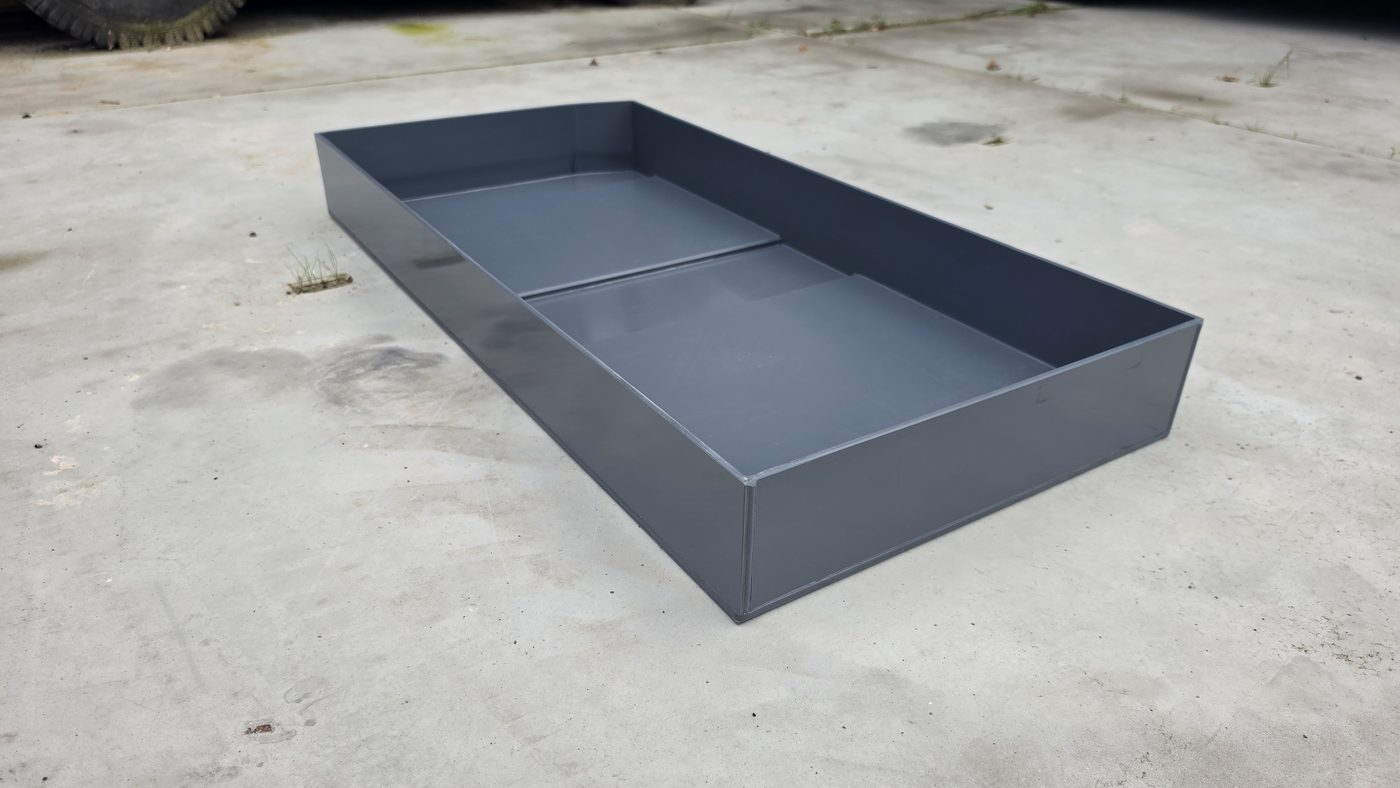 Lekbak in PVC op de werkvloer
